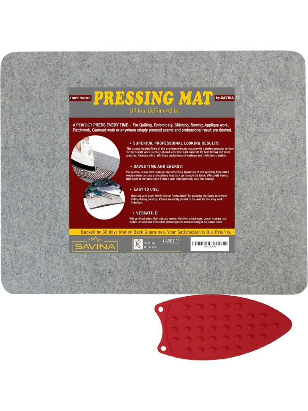 New Wool Pressing Mat 17 x 13.5in, Ironing Pad for Quilting & Sewing
